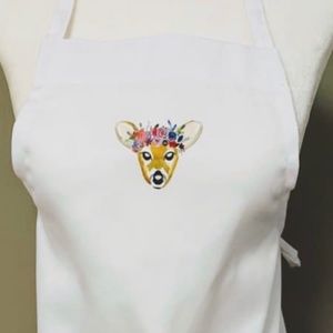 NEW Kids Apron Deer Floral Appliqué